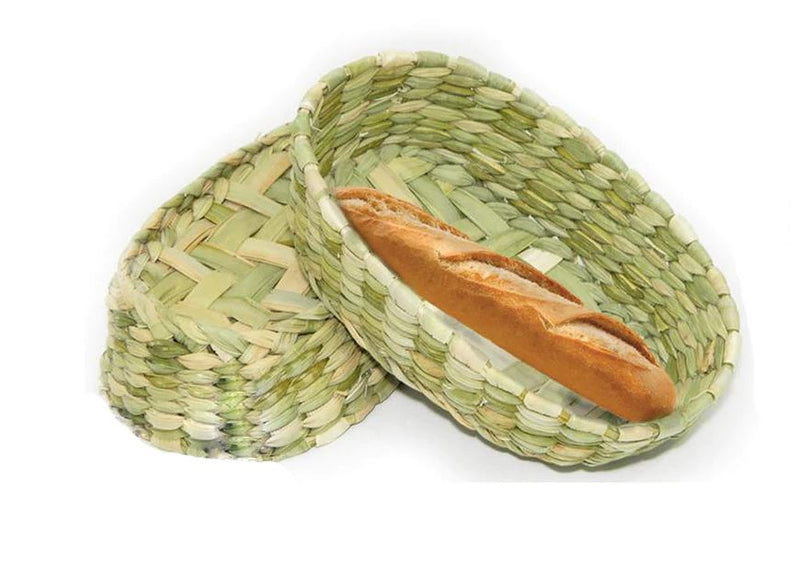 Panera Oval de Palma 30 x 21 x 6 cm 3 Piezas color Natural Artesanal