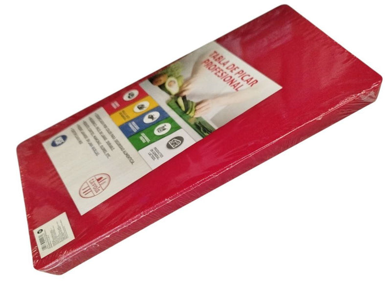 Tabla para picar de plástico rojo 45x30x2.54 cm / 12"x18"x1" TAV