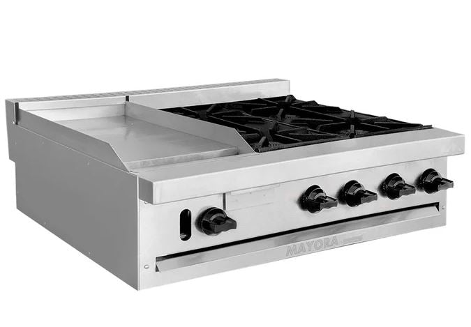 Estufa Modular Triple 1 Sección de Plancha, 2 Secciones de Quemadores