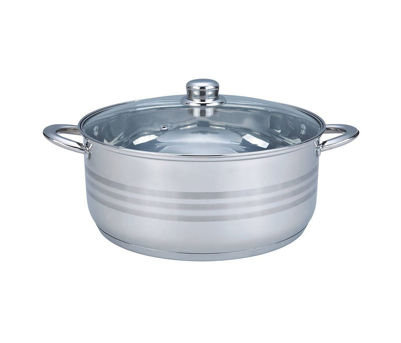 -Cacerola en Acero Inoxidable c/Tapa de vidrio varias capacidades T&K-