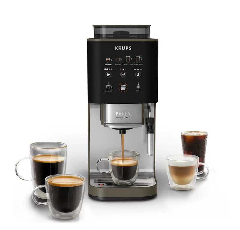 Automatic Coffee Maker with Milk Frother compatible with whole bean and ground coffee