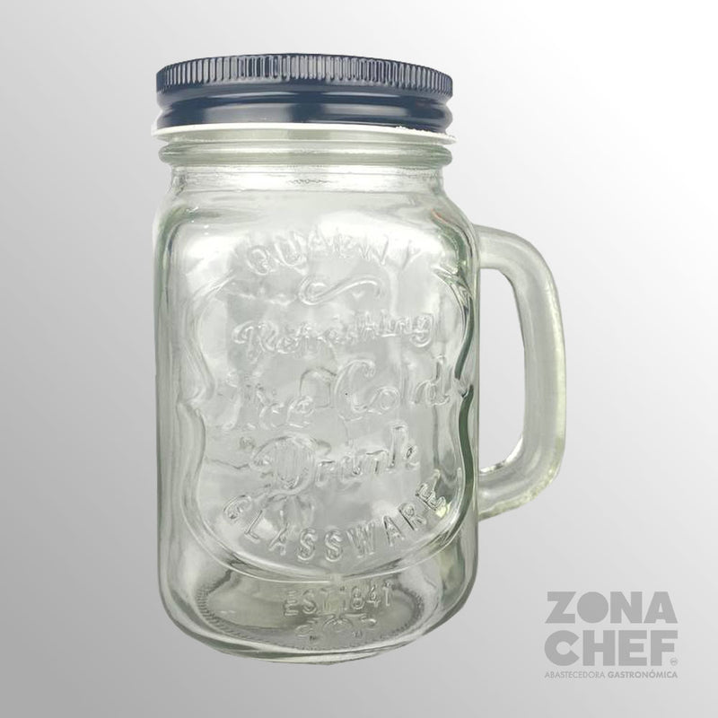 Tarro Mason 470 ml con tapa negra vpg