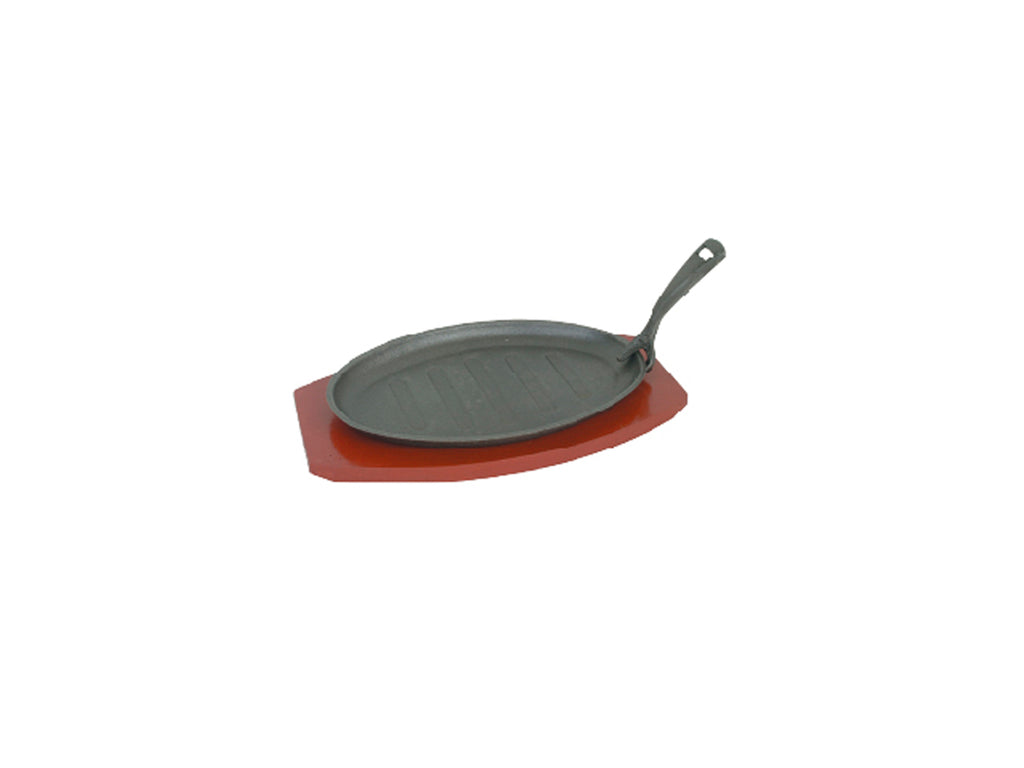 Plato para Carne Ovalado con Base y Agarradera Hierro Fundido BWTH