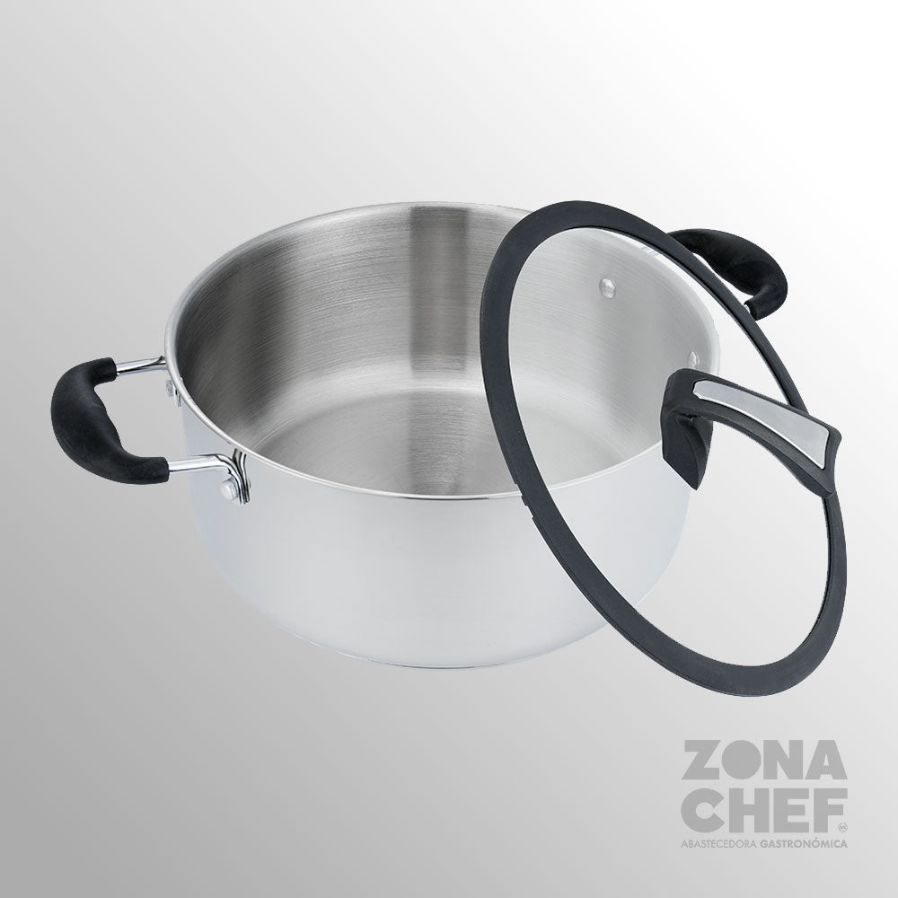 Budinera 34 cm Acero inoxidable c/tapa de cristal