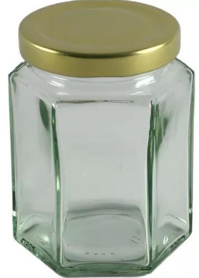 Frasco Hexagonal tapa dorada 100 ml BH 120 pzas