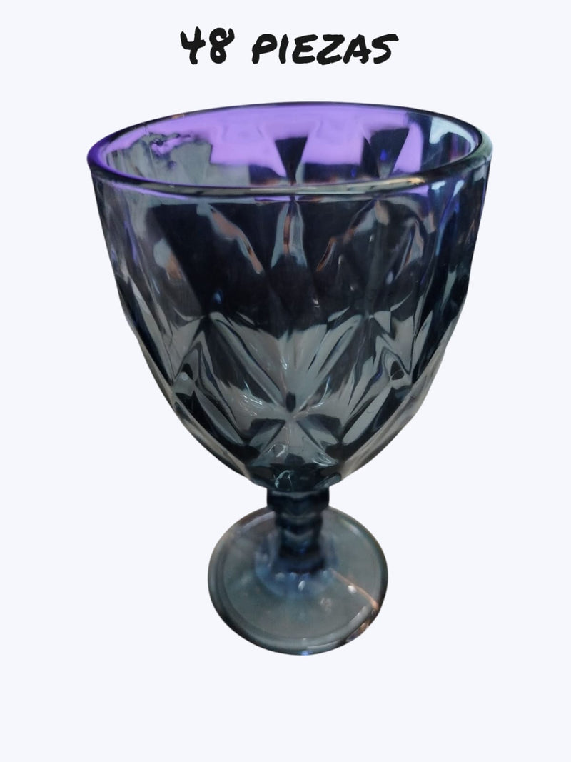 Copa para agua de cristal cortado Azul Diamond 325 ml BH caja 48 pzas
