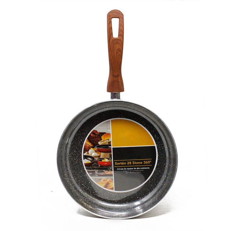 Sarten Stone Profundo en Aluminio 3.2 mm Mango Madera 28 cm LMX