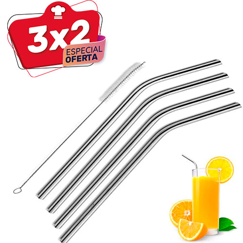 Juego de Popotes Acero Inoxidable con Limpiador
