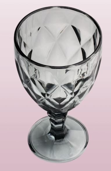 Copa para agua de cristal cortado humo Diamond 325 ml BH caja 48 pzas