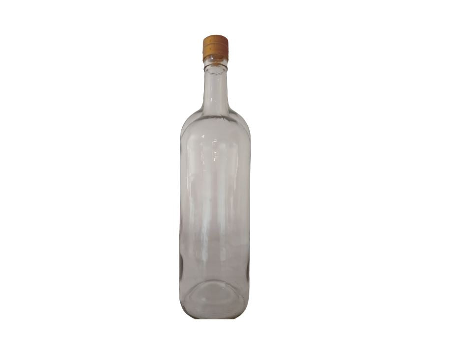 Botella Burdeos Transparente Diseño Liso de 1000 ML Con rosca Caja C/12 Lp