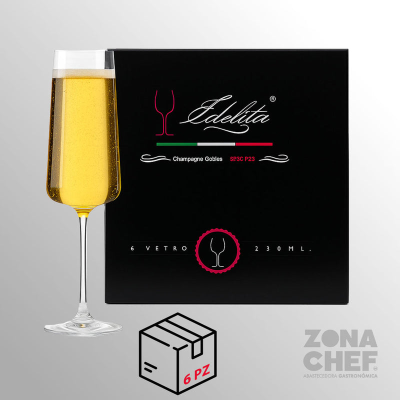 Copa Kronoz Flauta 230 ml Caja con 6 piezas