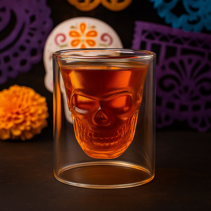 Vaso de vidrio doble pared calavera 250 ml TAV