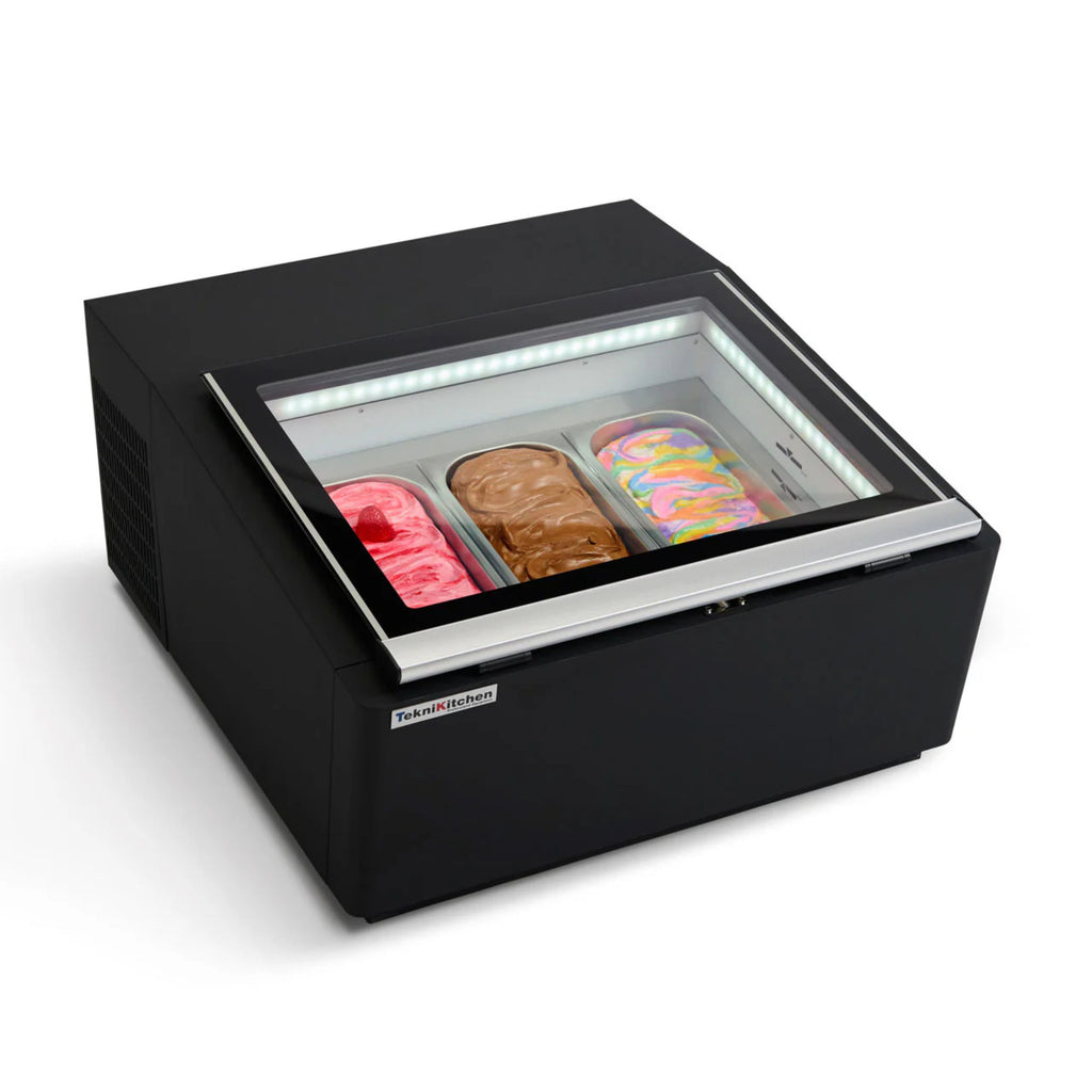 Vitrina Helado Italiano Gelato con 3 insertos de 5 litros