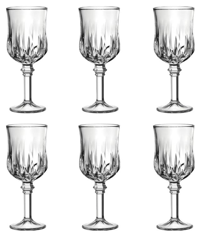 Set 6 Piezas Copa De Vidrio Labrada Agua Vicenza 215 Ml