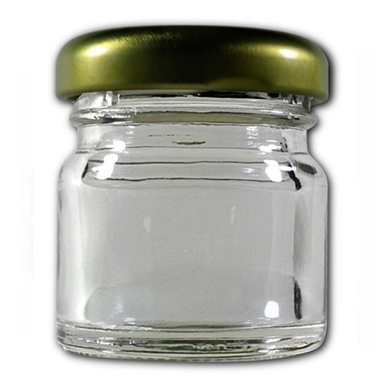 Tarro Mini de 1oz de Cristal Caja de 12 pzas con Tapa Lp