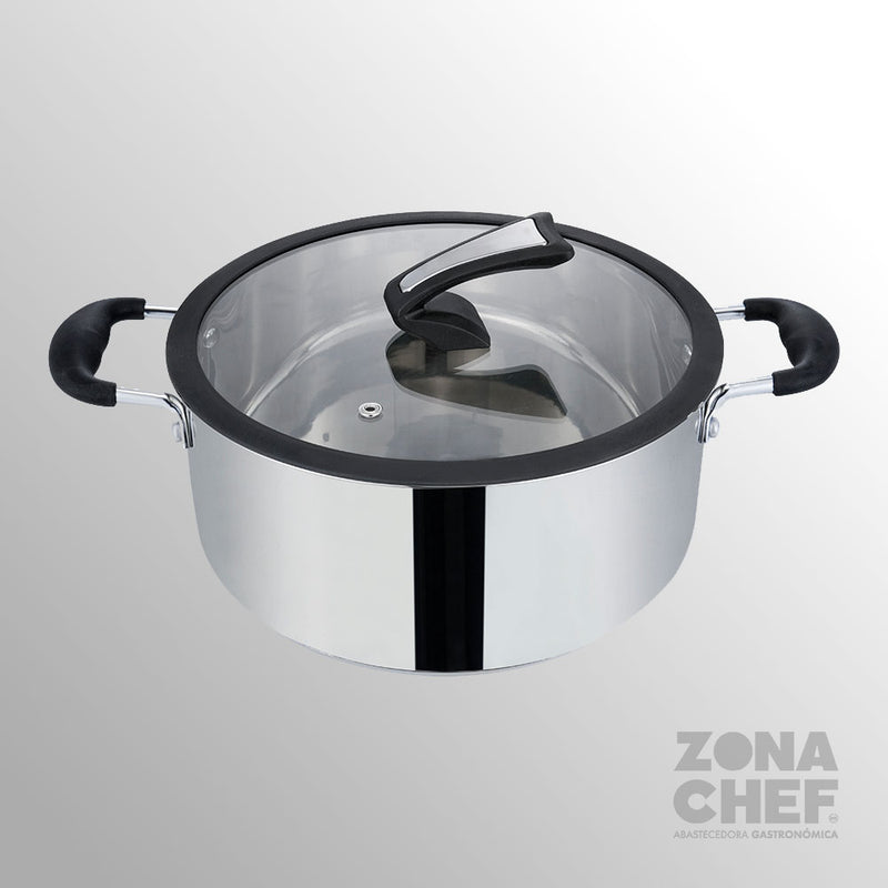 Budinera 30 cm Acero inoxidable c/tapa de cristal