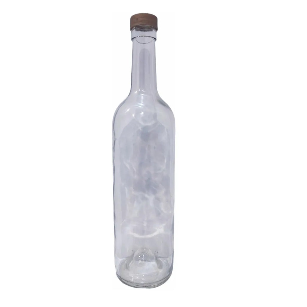 Botella Burdeos Transparente Diseño Liso de 750 ML Con rosca Caja C/12 Lp