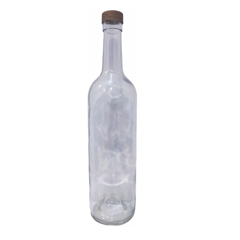 Botella Burdeos Transparente Diseño Liso de 750 ML Con rosca Caja C/12 Lp