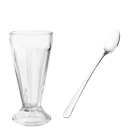 Copa Coctelera de Cristal Caja con 12 Piezas + Docena de cuchara te helado/soda