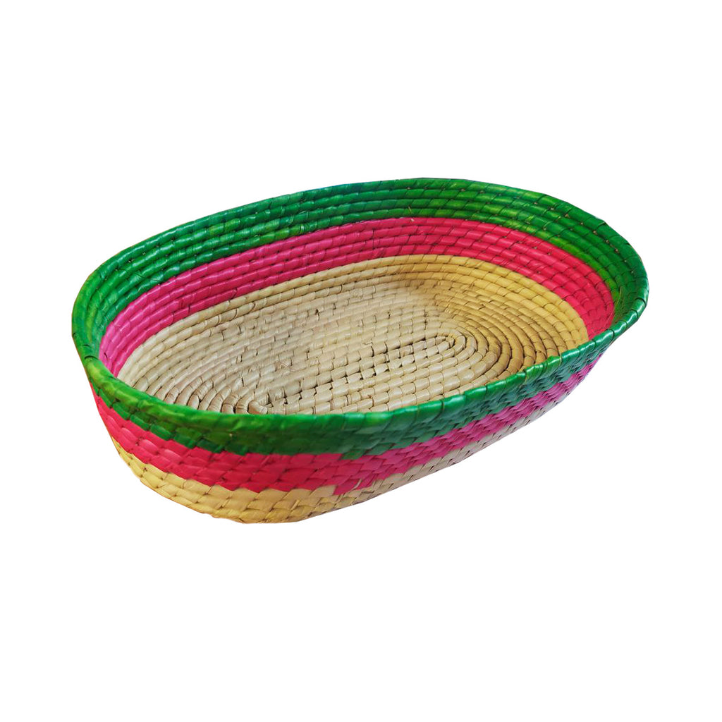 Panera Oval Colores de Palma 4 Piezas 28x20 cm Artesanal