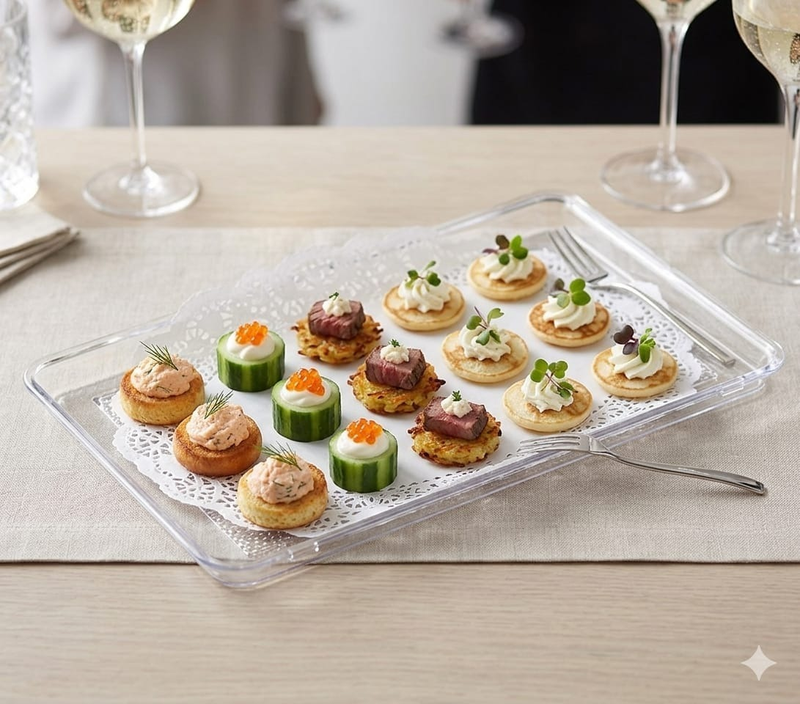 Charola Rectangular de Policarbonato 34x23x1.5 cm Tcp