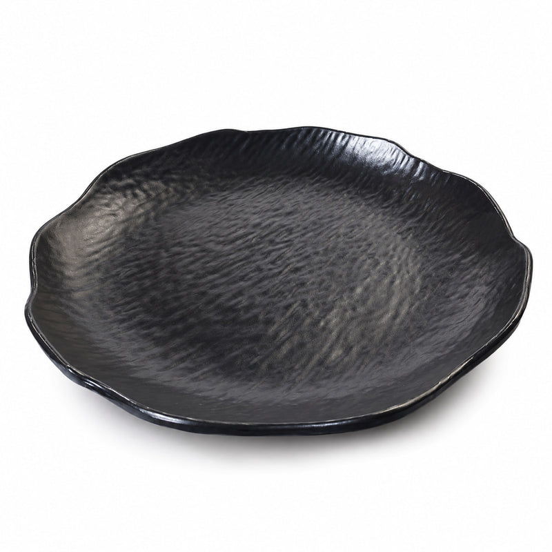 Plato Trinche Redondo Melamina Negra Con Textura 8 " TRV