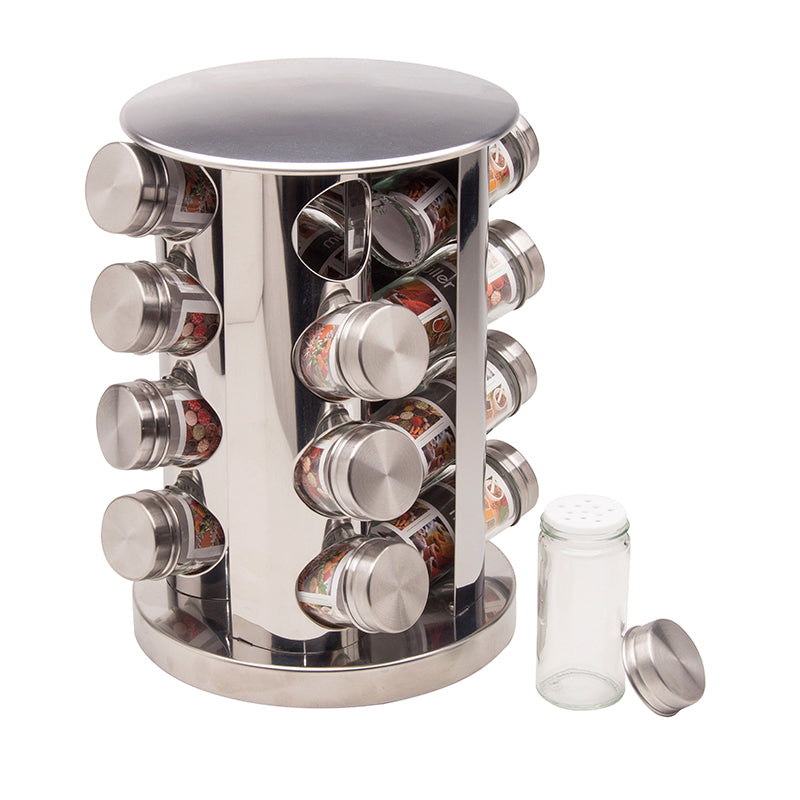 Especiero giratorio de 12 tarros, con 12 recipientes de cristal