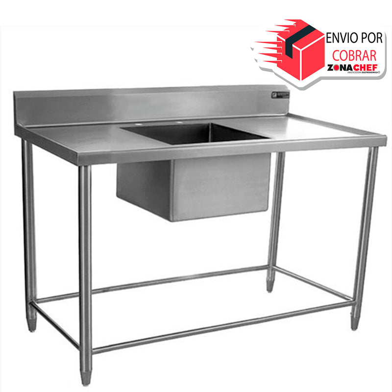 -Tarja/Fregadero 138x70x50 cm Sencilla en Acero Inox FERRO-