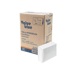 Toalla Interdoblada 12 Pzas de 250 Hojas c/u Value Blue ECD