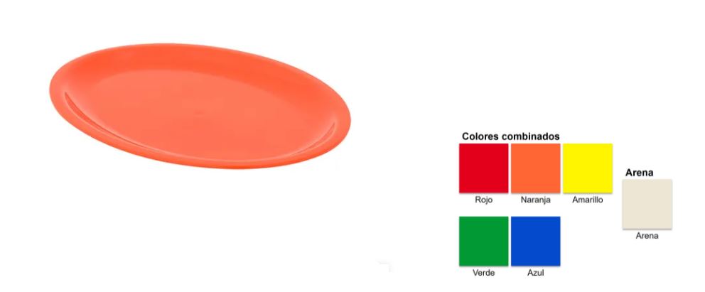 Linea Colombia de Polipropileno Plato Plano XL de 24.5 cm Surtidos Caja c/60 pzas Tcp