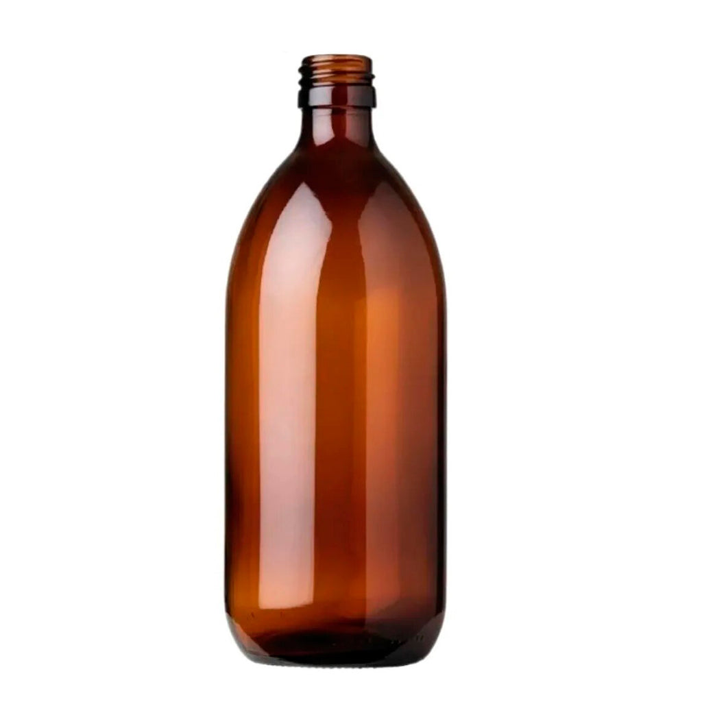 Botella Redonda Industrial de 500ml de Cristal Ambar Caja de 15 pzas sin Tapa Lp