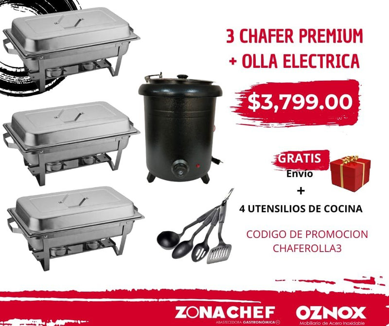 Kit 3 chafer + Olla bruja+ utensilios OZNOX envio gratis