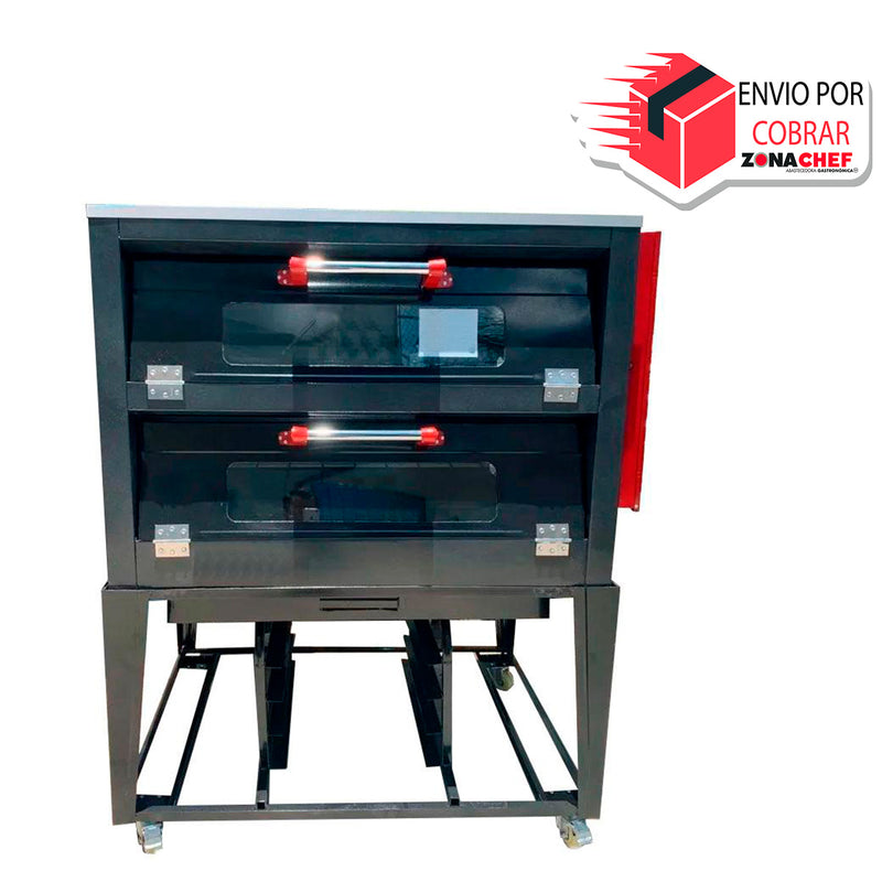 Horno para pan-pizza con vaporizador de 4 charolas lamina esmaltada c/cristal