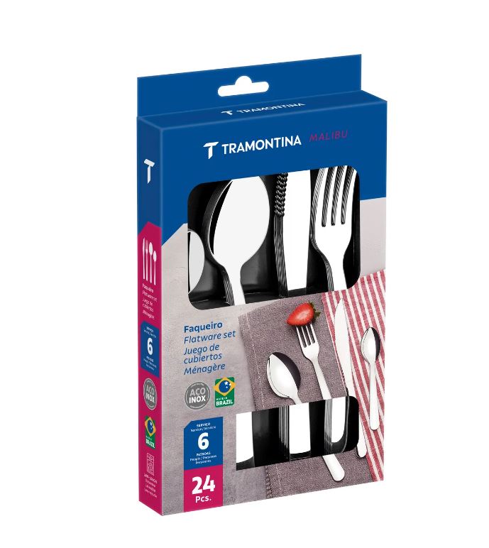 Juego de Cubiertos Tramontina Malibu en Acero Inoxidable 24 Piezas