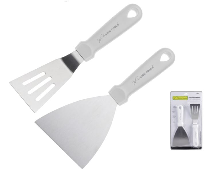 Espatula 2 piezas lisa y ranurada multiusos