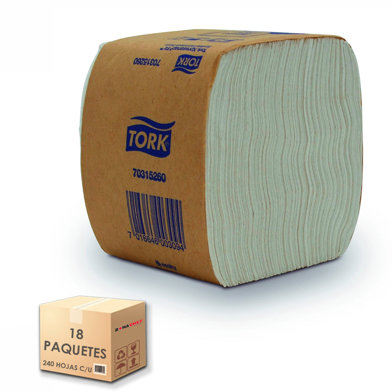 Servilleta Blanca Tradicional Tork Caja con 18 Paq. de 240 Hojas ECD