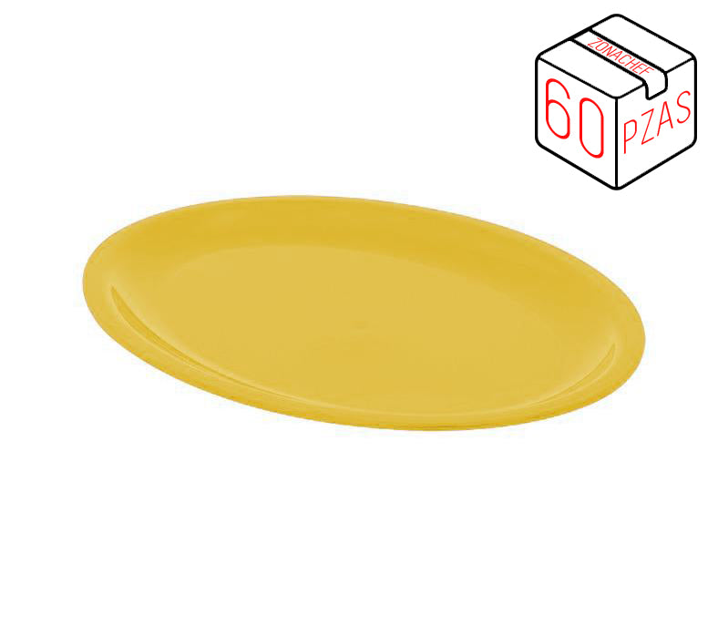 Linea Colombia de Polipropileno Plato Plano XL de 24.5 cm Amarillo Caja c/60 pzas Tcp