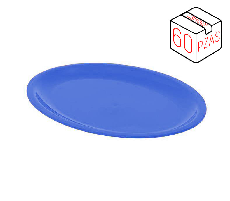 Linea Colombia de Polipropileno Plato Plano XL de 24.5 cm Azul Caja c/60 pzas Tcp