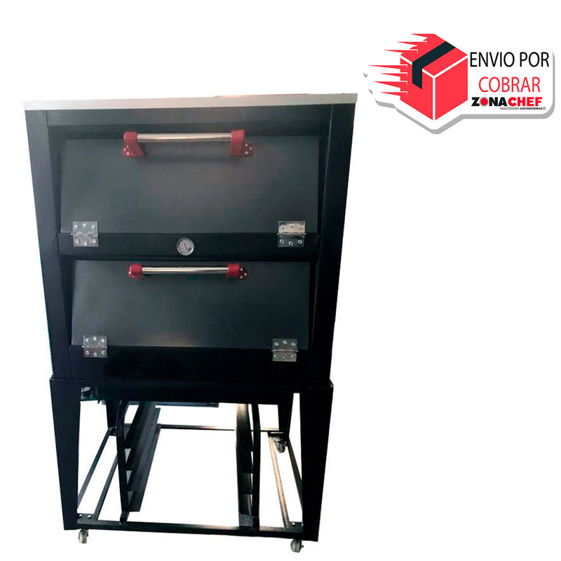 Horno para pan-pizza con vaporizador de 2 charolas lamina esmaltada sin cristal