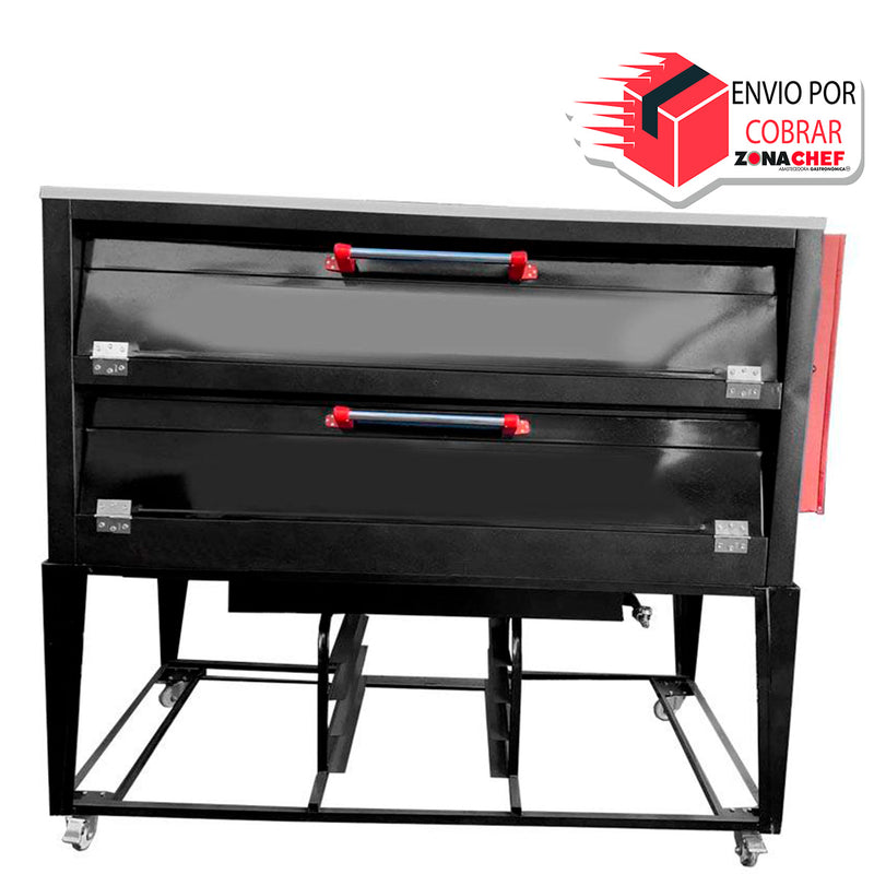 Horno para pan-pizza con vaporizador de 8 charolas lamina esmaltada sin cristal