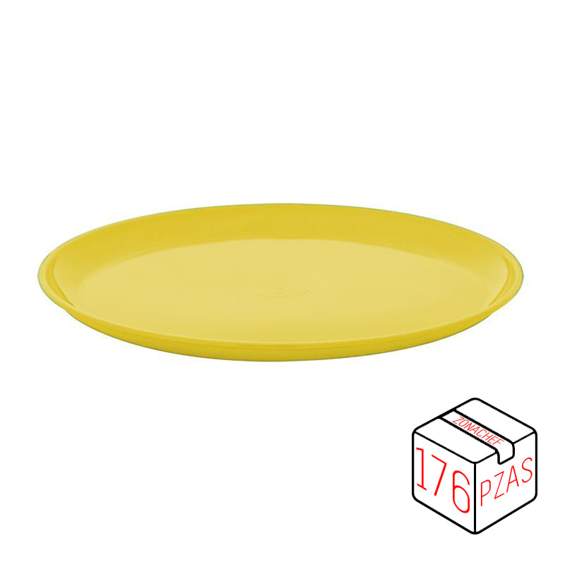 Linea Comala Plato Taquero de Polipropileno de 21.7cm Amarillo Caja c/176 pzas Tcp