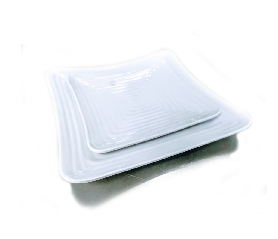 Linea Melamina BLANCA Plato Trinche Cuadrado Square c/Relieve de 30.5 cm ANF