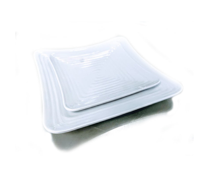 Linea Melamina BLANCA Plato Trinche Cuadrado Square c/Relieve de 30.5 cm ANF