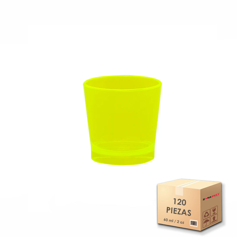 Vaso Tequilero Shot 2 oz Policarbonato Amarillo Tcp Caja c/120 pzas