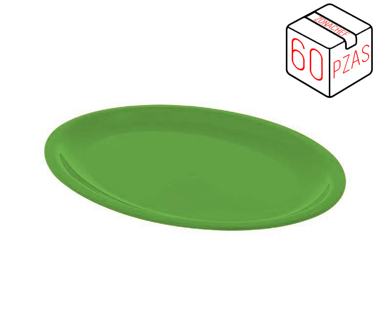 Linea Colombia de Polipropileno Plato Plano XL de 24.5 cm Verde Caja c/60 pzas Tcp