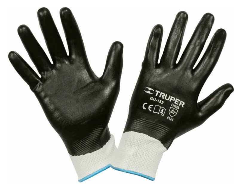 Guantes de poliéster recubiertos de nitrilo Mediano