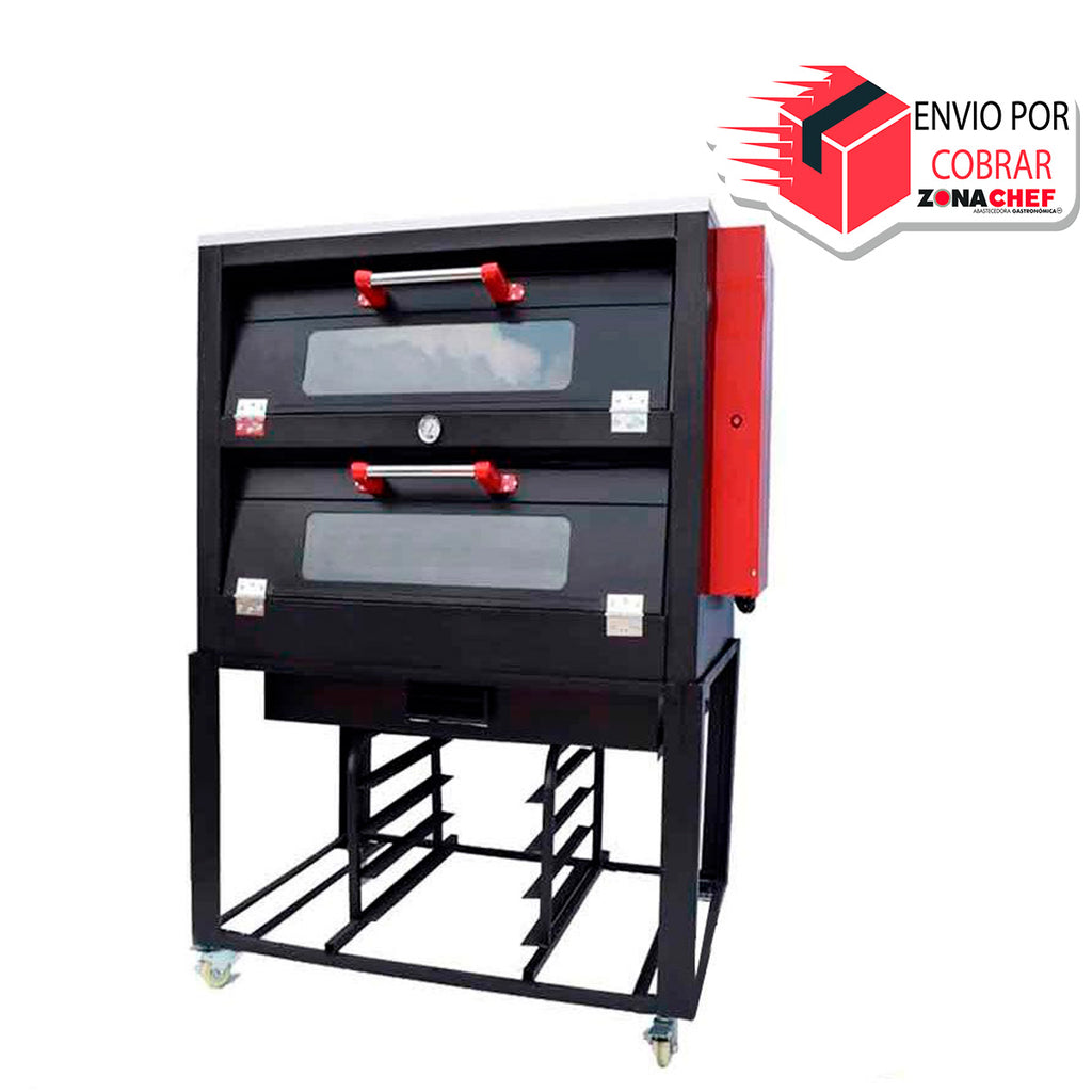 Horno para pizza de 2 charolas lamina esmaltada c/cristal