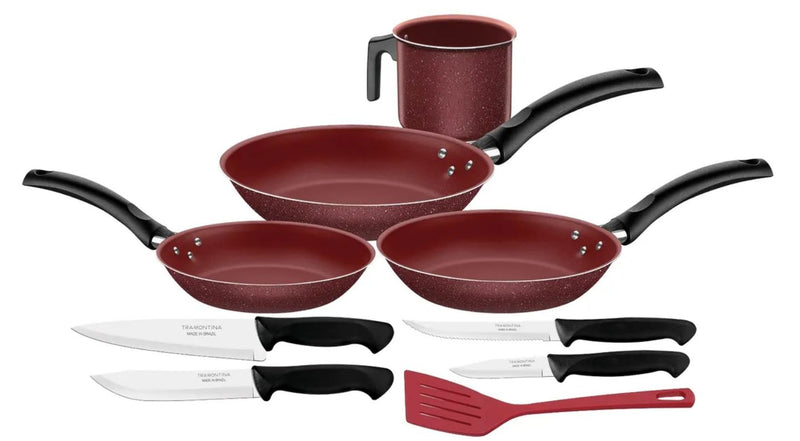 Batería de Cocina Turim 9 piezas 1.2mm roja