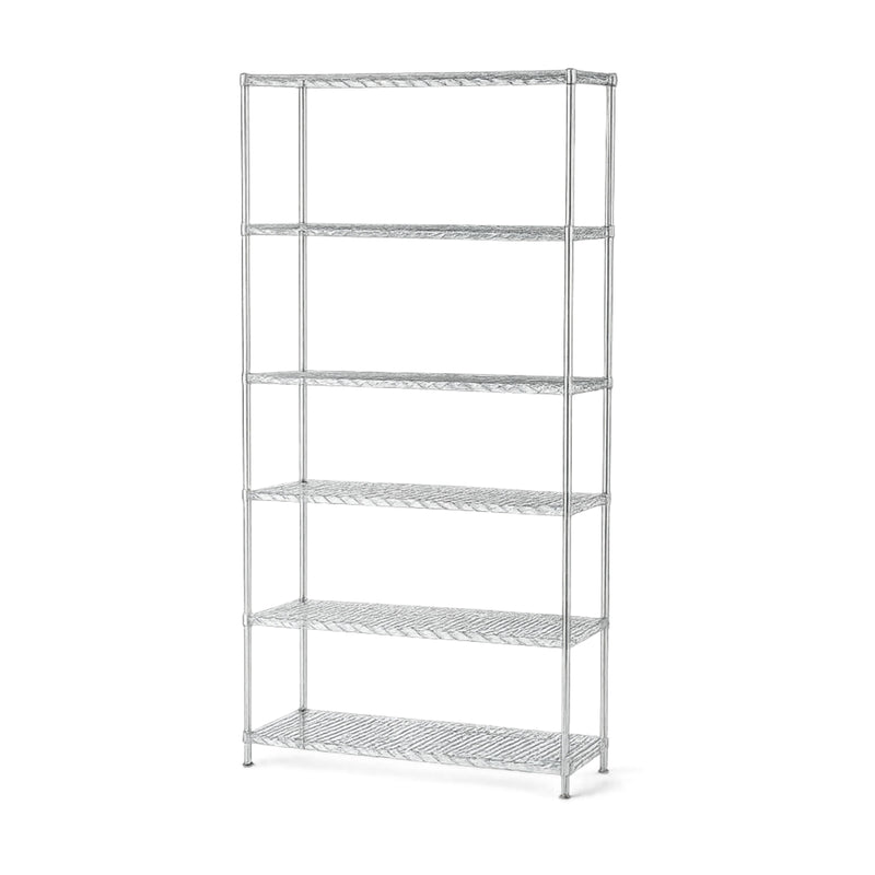 Estante Rack Cromado de 6 Niveles-4 Regatones-4 Ruedas 193x121.9x45.7 cm CT