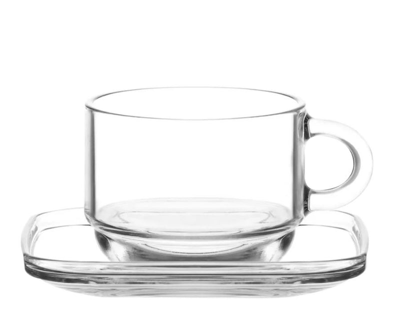 Set 4  Tazas c/ Plato de Vidrio LAV Cozy Vit